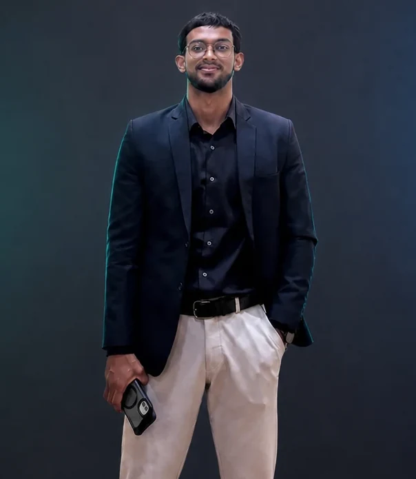 Abhigyan Nath, full stack developer, in a studio portrait
