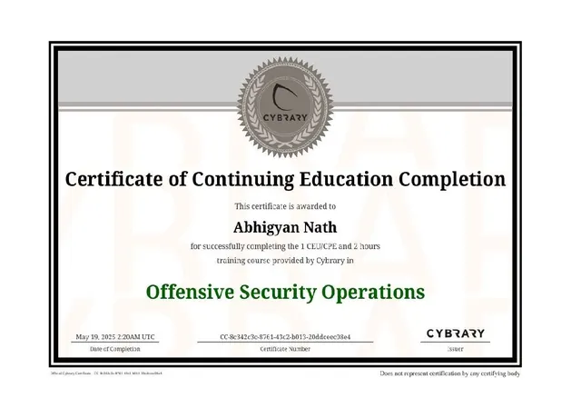 Offensive Security Operations certificate