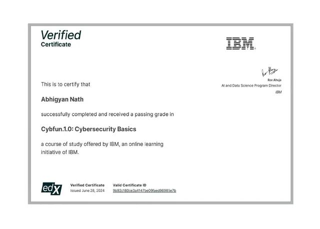 Cybersecurity Basics certificate
