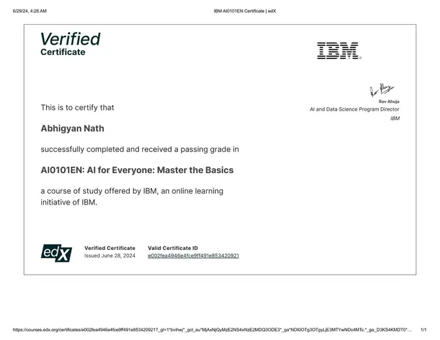 AI for Everyone: Master the Basics certificate