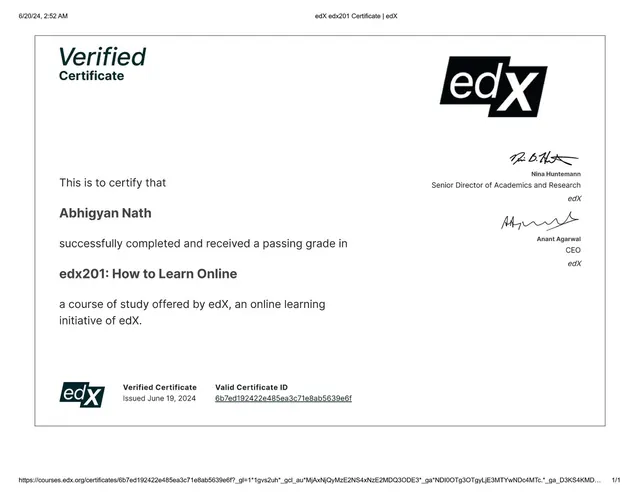 How to Learn Online certificate