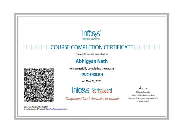 I PUC English certificate